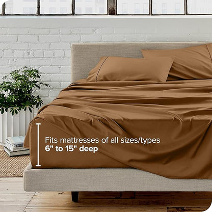 Bare Home Twin Sheet Set - 1800 Ultra-Soft Microfiber Bed Sheets - Double Brushed - Deep Pockets - Easy Fit - Extra Soft - 3 Piece Set - Bedding Sheets & Pillowcases (Twin, Caramel)