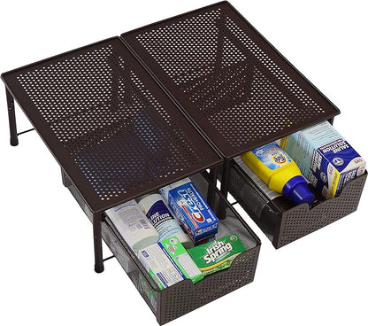 Simple Houseware Stackable Cabinet Basket Drawer Organizer, Bronze