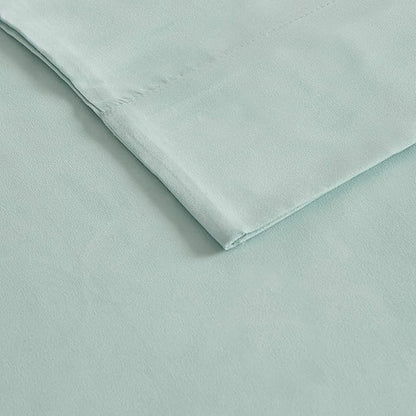 Madison Park 3M Microcell Bed Sheet Set Color Fast, Wrinkle and Stain Resistant, Soft Sheets with 16" Deep Pocket All Season, Cozy Bedding-Set, Matching Pillow Case, Cal King, Seafoam, 4 Piece