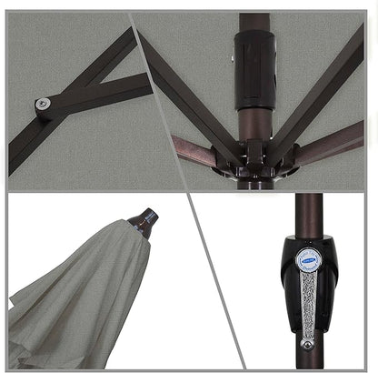 California Umbrella 7.5' Round Sunbrella Aluminum Outdoor Deck, Pool or Patio Umbrella, Crank Lift, Auto Tilt, Bronze Pole, Charcoal