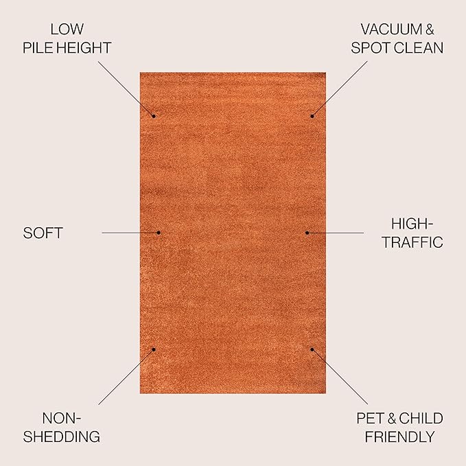 JONATHAN Y Haze Solid Low-Pile Orange 4x6 Oval Indoor Area Rug, Coastal,Bohemian,Minimalist,Classic, Easy-Cleaning for Living Room,Bedroom,Kitchen,Pet Friendly,Non-Shedding (SEU100M-4OV)
