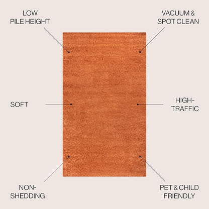 JONATHAN Y Haze Solid Low-Pile Orange 4x6 Oval Indoor Area Rug, Coastal,Bohemian,Minimalist,Classic, Easy-Cleaning for Living Room,Bedroom,Kitchen,Pet Friendly,Non-Shedding (SEU100M-4OV)