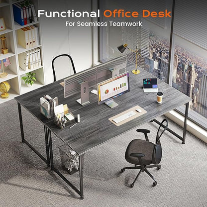 PRAISUN 54 X 24 Inch Computer Desk with Deeper Desktop, Gaming Office Writing Work Desk for Home Office, Study, Bedroom, Work from Home, Metal Frame, Grey