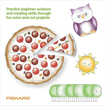 Fiskars Cut & Learn Kids Activity Book and Training Scissors - Gifts for Kids - Ages 3+