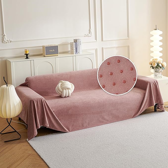 MYSKY HOME Pink Sofa Cover, Couch Covers for Pet Couch Cover Reclining Couch Covers Loveseat Covers for 3 Cushion Couch, Non Slip Thick Durable Sofa Covers for Furniture, 91" x 118"