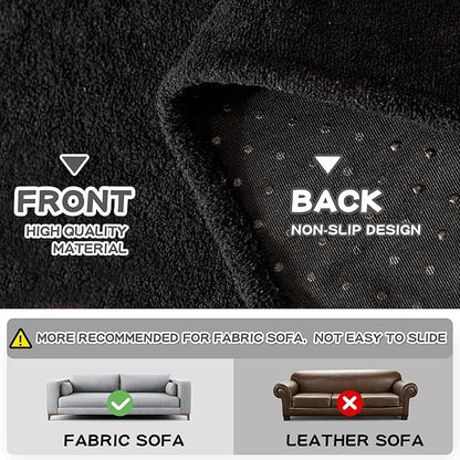 MYSKY HOME Black Couch Covers for Sectional Sofa, Couch Cover L Shape Couch Covers for Dogs Washable Couch Cover Banket Modern Sofa Slipcovers, Super Soft Sofa Towel for Kids, Pets, 91" x 150"
