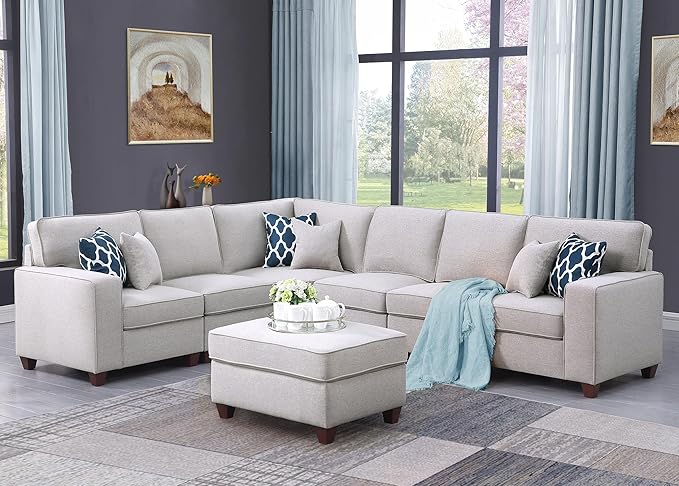 Devion Furniture Philly Sectional Modular Sofa with Ottoman for Living Room, Apartment, Bedroom, Office, Dorm