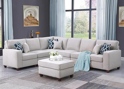 Devion Furniture Philly Sectional Modular Sofa with Ottoman for Living Room, Apartment, Bedroom, Office, Dorm