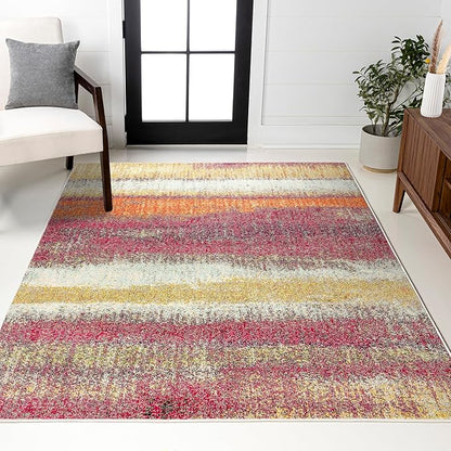 JONATHAN Y Modern Abstract Vintage Cream/Pink Indoor Area Rug, 8x10, Contemporary POP, Transitional, Easy-Cleaning for Living Room, Bedroom, Kitchen, Pet Friendly, Non-Shedding (CTP105B-8)