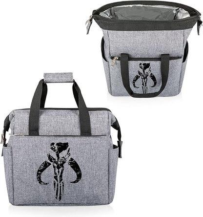 PICNIC TIME Star Wars Mandalorian Mythosaur Skull On The Go Lunch Bag, Soft Cooler Lunch Box, Insulated Lunch Tote, Leak-Resistant Work Lunchbox, Reusable Thermal Cooler Bag, (Heathered Gray)