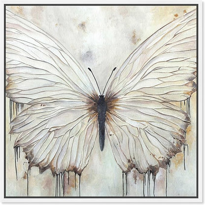 Art Remedy Neutral Beauty Chic Farmhouse Canvas Wall Art, White Floater Frame, 12"x12"