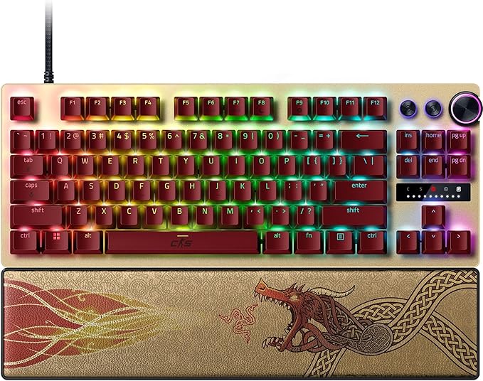 Razer Huntsman V3 Pro TKL Esports Gaming Keyboard: Analog Optical Switches Snap Tap - Rapid Trigger - Adjustable Actuation - Media Keys & Dial - PBT Keycaps - Counter-Strike 2 Edition