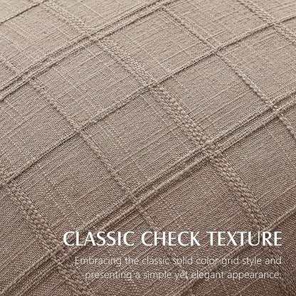 Foindtower Set of 2 Decorative Linen Check Throw Pillow Covers Neutral Farmhouse Vintage Cushion Covers Modern Boho Home Decor for Sofa Chair Couch Bedroom Living Room Outdoor,18×18 Inch,Tan Taupe