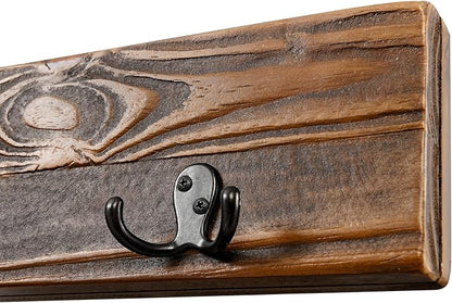 Alaterre Furniture Pomona Entryway Organizer – Modern Rustic 48-Inch Solid Wood Bench & Wall Mounted Coat Hook Set – Space-Saving Mudroom & Hallway Storage for Jackets, Bags & Shoes (Rustic Brown)