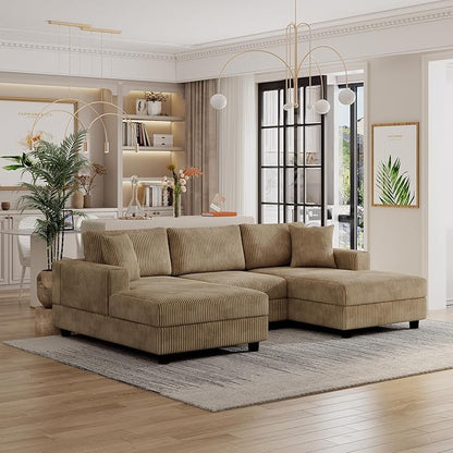 99" Symmetrical U Shaped Reversible Modular Sectional Sofa, Convertible Sofa Lounger Couch with Double Chaise Lounge and Thickness Cushions, Extra Wide Seat Couch w/Headrest