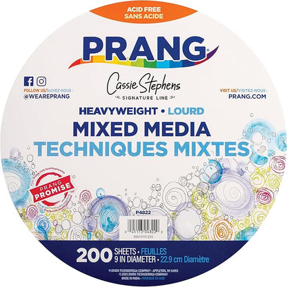 Prang Cassie Stephens Heavyweight Mixed Media Paper Circles, 9", White, 200/Sheets (PAC4822)