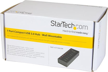 StarTech.com 7 Port USB 3.0 Hub (5 Gbps) - Metal Enclosure - Desktop or Wall Mountable - Rugged & industrial Powered USB Expander and Splitter Hub (ST7300U3M)
