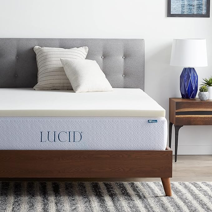 LUCID 2 Inch Traditional Foam Mattress Topper - Hypoallergenic - Ventilated - Conforming Support - Full