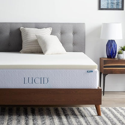 LUCID 2 Inch Traditional Foam Mattress Topper - Hypoallergenic - Ventilated - Conforming Support - Full