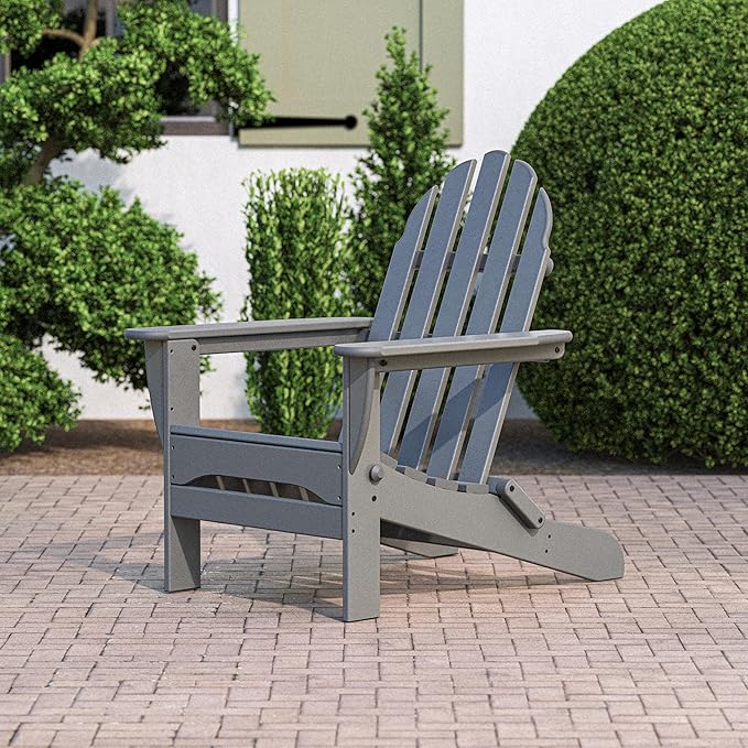 POLYWOOD AD5030GY Classic Folding Adirondack, Slate Grey