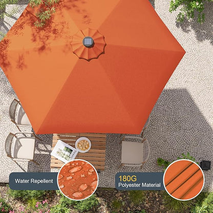 7.5ft Outdoor Umbrella Patio Umbrella with Solar Lights,18 LED Lighted Table Market Outdoor Umbrella, 2-Year-Non-Fading, for Pool, Deck, Garden,Backyard