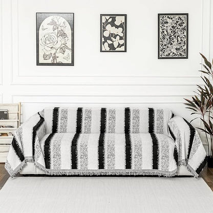 MYSKY HOME Sofa Covers for Sectional Sofa, Couch Cover for Dogs, Throw Couch Covers Loveseat Covers Futon Cover L Shaped Cover Washable Chenille Couch Protector, 71" x 134", Black Star Cluster