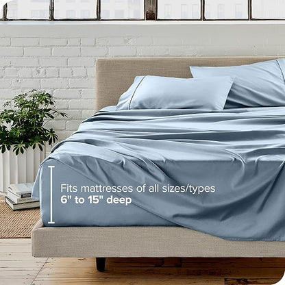 Bare Home Full Sheet Set - Luxury 1800 Ultra-Soft Microfiber Full Bed Sheets - Double Brushed - Deep Pockets - Easy Fit - 4 Piece Set - Bedding Sheets & Pillowcases (Full, Dusty Blue)