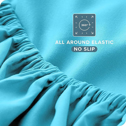 Bare Home Full Sheet Set - Luxury 1800 Ultra-Soft Microfiber Full Bed Sheets - Double Brushed - Deep Pockets - Easy Fit - 4 Piece Set - Bedding Sheets & Pillowcases (Full, Aqua)