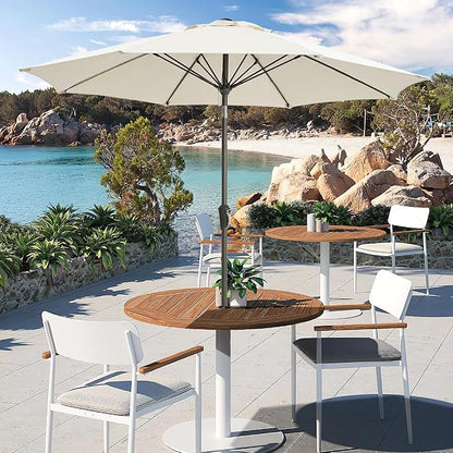 LOUNZY 9FT Large Outdoor Patio Umbrella Table Umbrella-UV Resistant,Easy Push Button Tilt and Crank,8 Sturdy Fiberglass Ribs Pool Umbrella for Patio,Backyard,Deck,Yard,Market