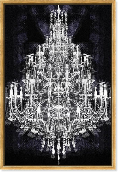 The Oliver Gal Artist Co. Fashion and Glam Framed Wall Art Canvas Prints 'Montecarlo Crystal' Chandeliers Home Décor, 16" x 24", White, Black