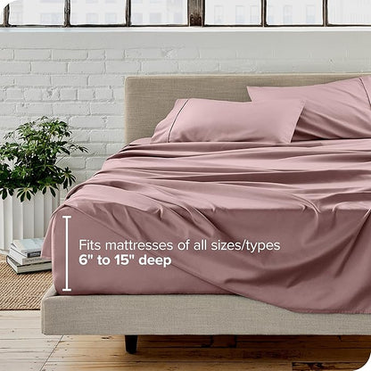 Bare Home Queen Sheet Set - Luxury 1800 Ultra-Soft Microfiber Bed Sheets - Double Brushed - Deep Pockets - Easy Fit - 4 Piece Set - Bedding Sheets & Pillowcases (Queen, Mauve)