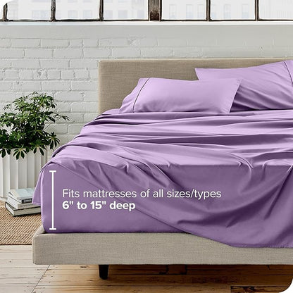 Bare Home Twin Sheet Set - 1800 Ultra-Soft Microfiber Twin Bed Sheets - Double Brushed - Deep Pockets - Easy Fit - Extra Soft - 3 Piece Set - Bedding Sheets & Pillowcases (Twin, Lavender)