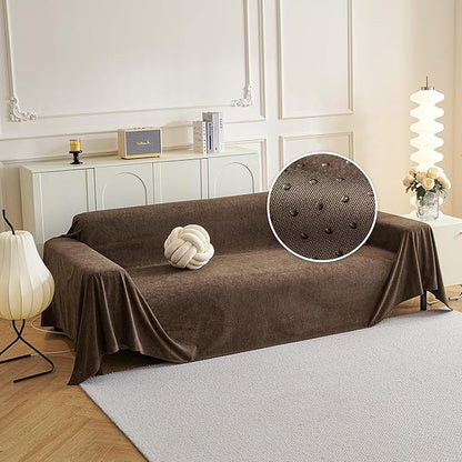 MYSKY HOME Sofa Covers Washable, Couch Covers for 3 Cushion Couch Sofa Pet Friendly Dog Couch Cover Furniture Protector Cover, Non Slip Sofa Cover, 71"x 150", Brown