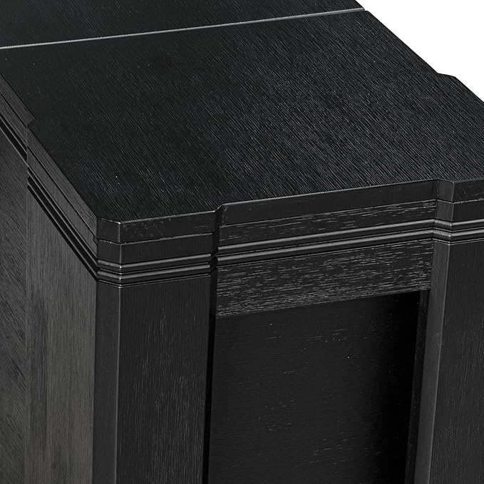 X07EL-B06-35 - 9-piece Dining Room Table Set a Rectangular Kitchen Table with a wooden Bench and 7 Doeskin Linen Fabric Dining Chair, 39x120 Inch, Wire Brushed Black