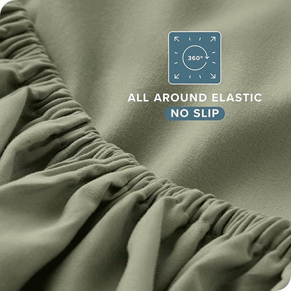 Bare Home Ultra-Soft Split Cal King Sheet Set - Luxury 1800 - Hydro-Brushed - Deep Pockets - Easy Fit - 4 Piece Set - Bedding Sheets & Pillowcases (Split California King, Sage)