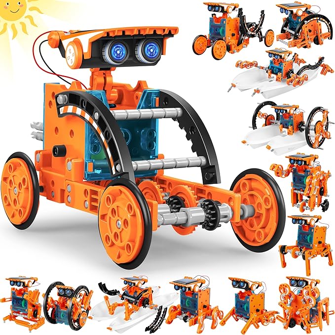 STEM 13-in-1 Education Solar Robot Toys for Age 8-12, DIY Building Science Experiment Robots Kit Birthday Gifts for 8 9 10 11 12 Years Old Boys Girls Kids Teens, Solar Powered by The Sun