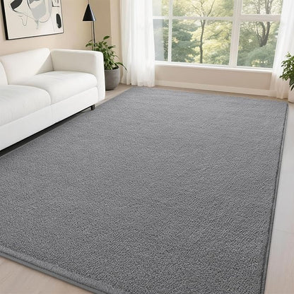 DweIke 5x7 Grey Area Rugs for Bedroom, Super Soft Living Room Rug, Thickened Memory-Foam Throw Carpet, Non-Slip and Washable Carpets for Kids Boys Girls Room Dorm Nursery Home Decor