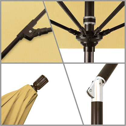 California Umbrella 7.5' Round Crank Lift, Collar Tilt, Aluminum Pole, Fiberglass Rib Patio Umbrella, Bronze Finish