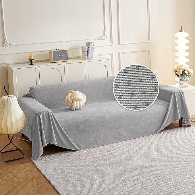 MYSKY HOME Non-Slip Couch Cover Couch Covers for 2 Cushion Couch Sofa Cover Sofa Slipcovers for Dogs, Sofa Covers Washable Love Seat Couch Covers Thick Furniture Protector, 71" x 102", Light Grey