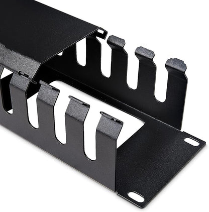 StarTech.com Horizontal 2U Server Rack Cable Management Finger Duct w/ Cover - 19" Network Rack Wire Duct Raceway Panel - Slotted Wire Duct (CMDUCT2U)