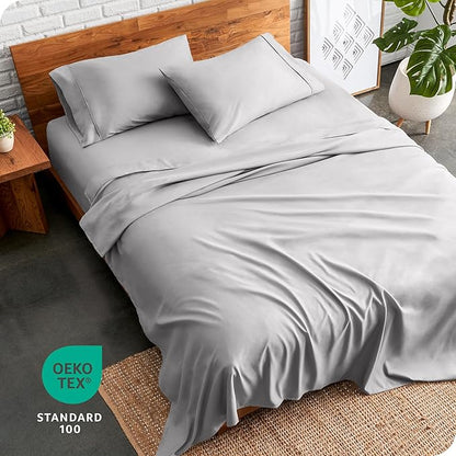 Bare Home Sheet Set - College Dorm Size - Luxury 1800 Ultra-Soft Microfiber Twin Extra Long Bed Sheets - Deep Pockets - Easy Fit - Extra Soft - 3 Piece Set (Twin XL, Light Grey)