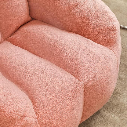 Furniliving Bean Bag Chair, Oversized Bean Bag Couch for Adults Lounge Chair for Bedroom Comfy Bean Bag Sofa with Back Support, Fluffy and Lazy Sofa for Living Room Bedroom Dorm, Pink, Teddy