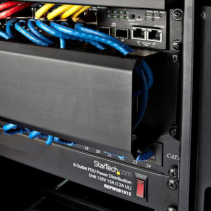 StarTech.com Horizontal 2U Server Rack Cable Management Finger Duct w/ Cover - 19" Network Rack Wire Duct Raceway Panel - Slotted Wire Duct (CMDUCT2U)