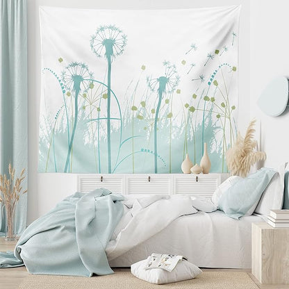 Ambesonne Spring Tapestry, Silhouette Dandelion Floral Foliage Seasonal Blooms Botany Eco Illustration, Fabric Wall Hanging Decor for Bedroom Living Room Dorm, 45" X 30", Khaki Green