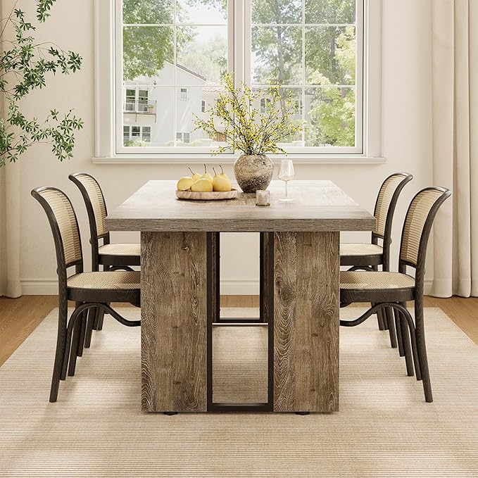 LITTLE TREE 71-Inch Dining Table, Rectangular Wooden Kitchen Table for 4-6 People, Modern Home Furniture with Heavy Duty Legs, Large Dinner Furniture Last Forever, Grey