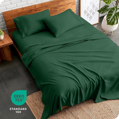 Bare Home Full Sheet Set - Luxury 1800 Ultra-Soft Microfiber Full Bed Sheets - Double Brushed - Deep Pockets - Easy Fit - 4 Piece Set - Bedding Sheets & Pillowcases (Full, Forest Green)
