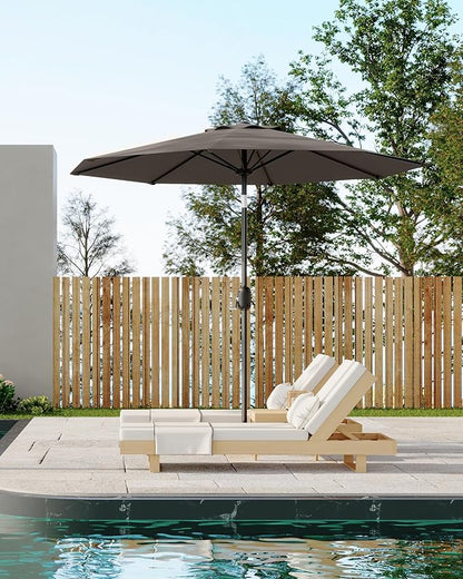 GarveeLife 9 ft Patio Umbrella, Outdoor Table Market Umbrella with Push Button Tilt and Crank, 8 Sturdy Ribs UV Protection Waterproof for Garden, Deck, Backyard, Pool (Taupe)