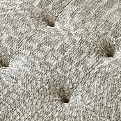 24KF Large Rectangular Upholstered Tufted Linen Fabric Ottoman Bench, Padded Bench with Solid Wood Shelf-Linen
