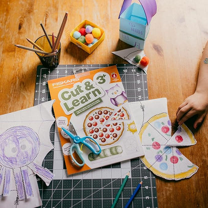Fiskars Cut & Learn Kids Activity Book and Training Scissors - Gifts for Kids - Ages 3+
