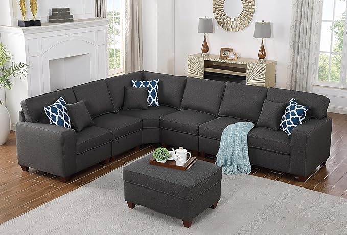 Devion Furniture Garisa Sectional Modular Sofa with Ottoman for Living Room, Apartment, Bedroom, Office, Dorm